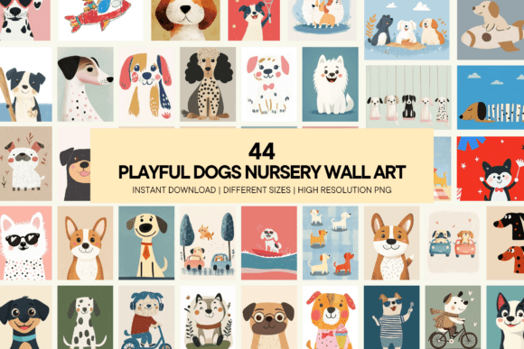 Download Playful Dogs Nursery Wall Art Cute Puppy - Nursery wall Collection