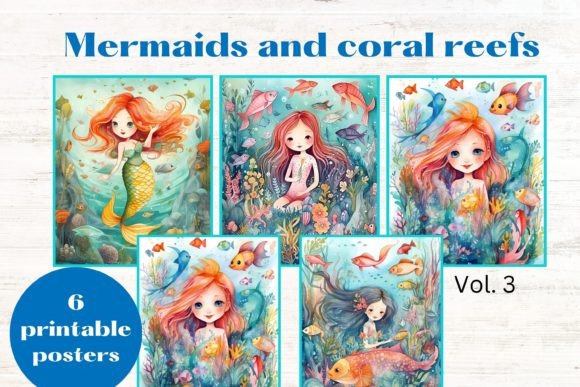 Download 6x Mermaid Nursery Wall Art Pictures - Nursery wall Collection