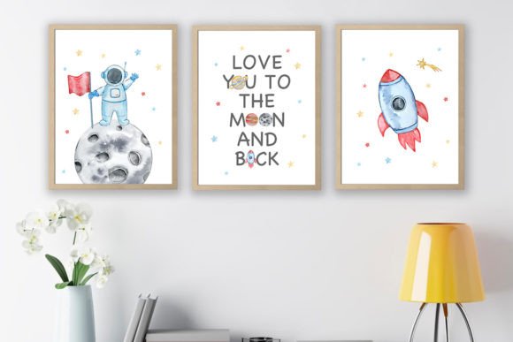 Download Watercolor Space Nursery Wall Art - Nursery wall Collection