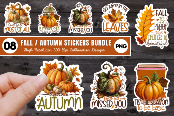 Download Fall Autumn Printable Stickers Bundle - Autumn printable Collection