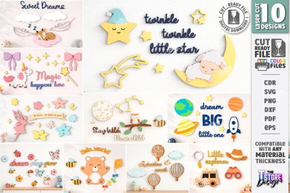 Download Nursery Wall Decor Laser Cut Bundle |CNC - Nursery wall Collection