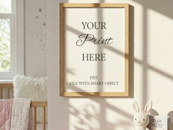 Download Nursery Wall Frame Mockup Pink Dresser - Nursery wall Collection